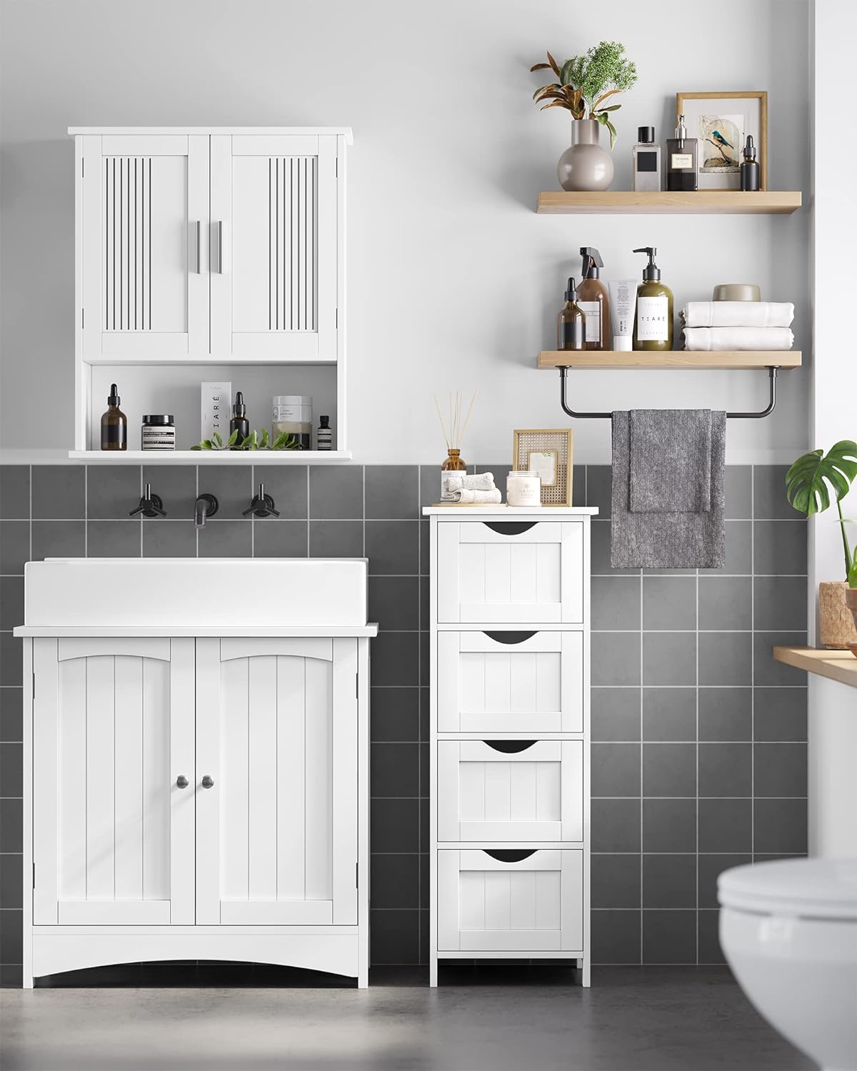 Bathroom Floor Storage Cabinet, Bathroom Storage with 4 Drawers