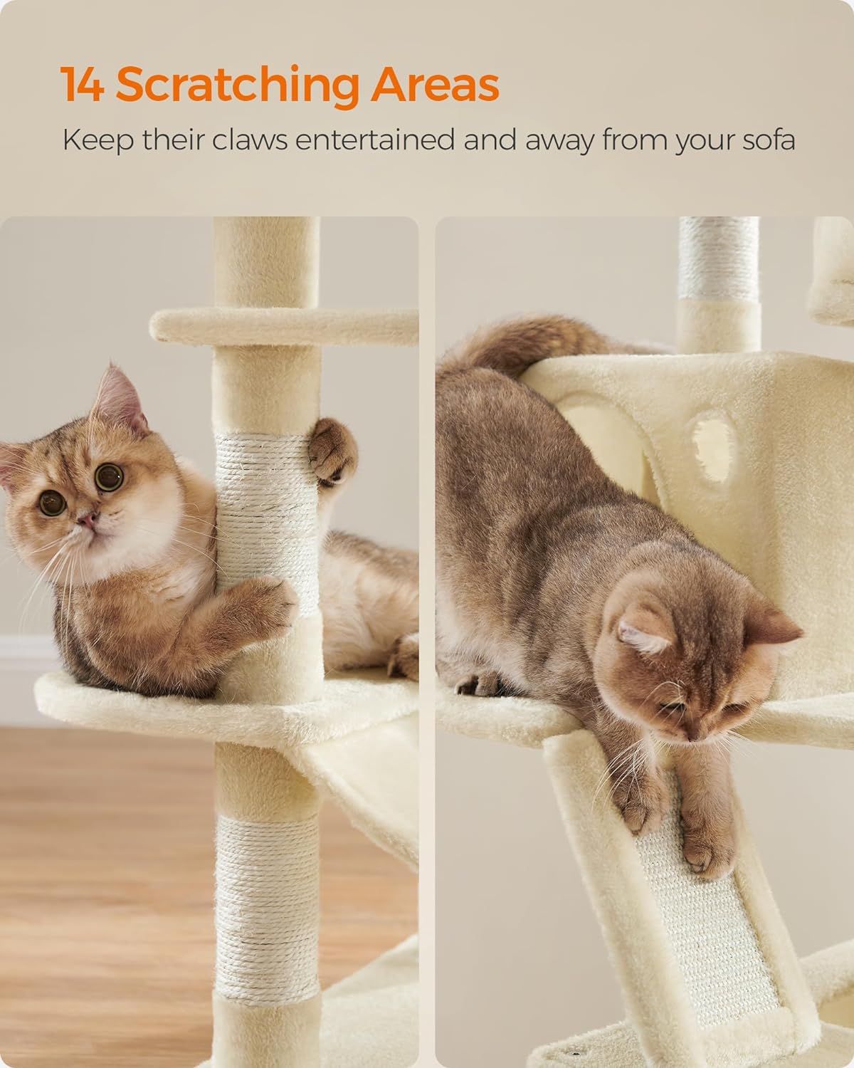 Cat Tree, 168 and 206 Cm Large Cat Tower