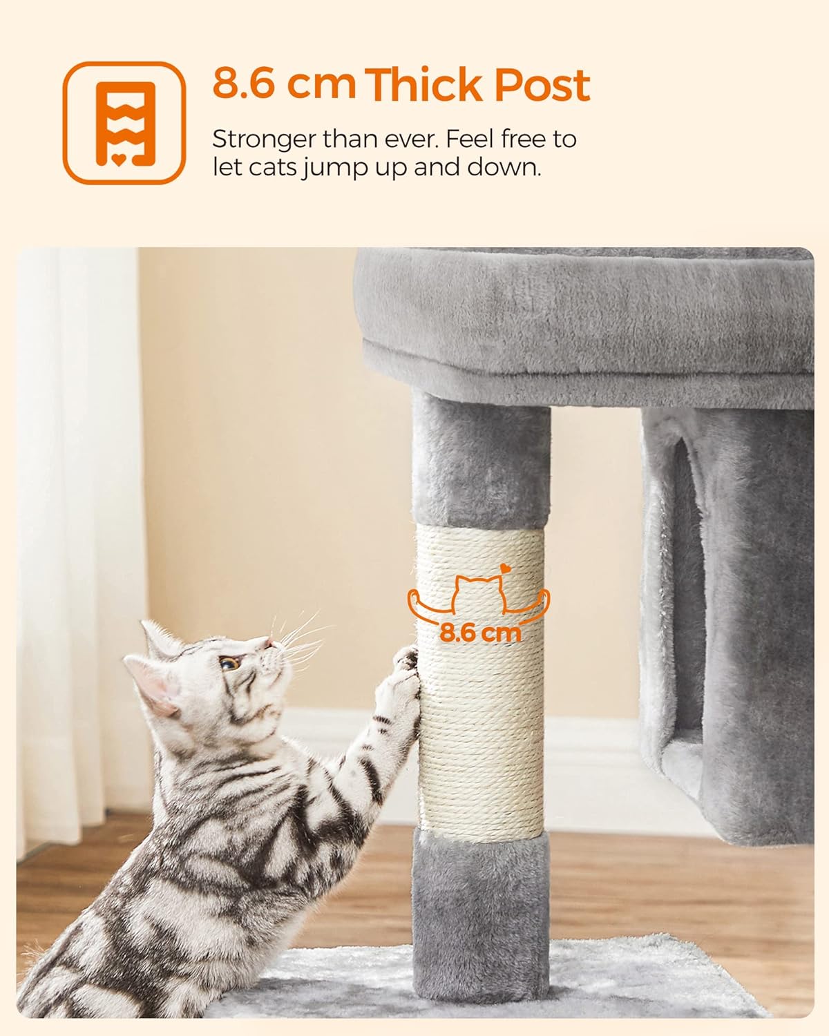 Cat Tree, 84 Cm Tower, L, Perch Condo for Large Cats up to 7 Kg