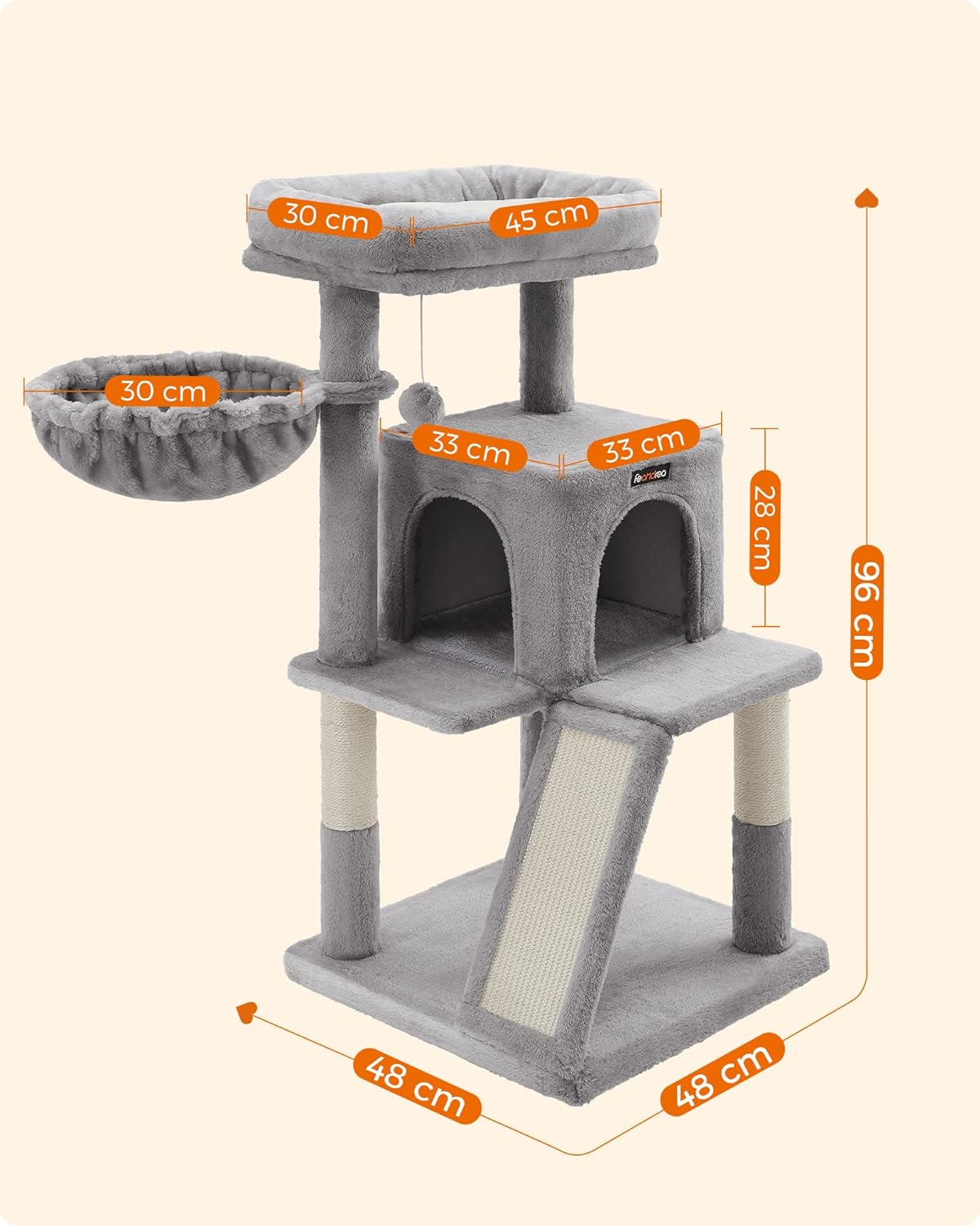 Cat Tree, Cat Tower, Widened Perch for Large Cats