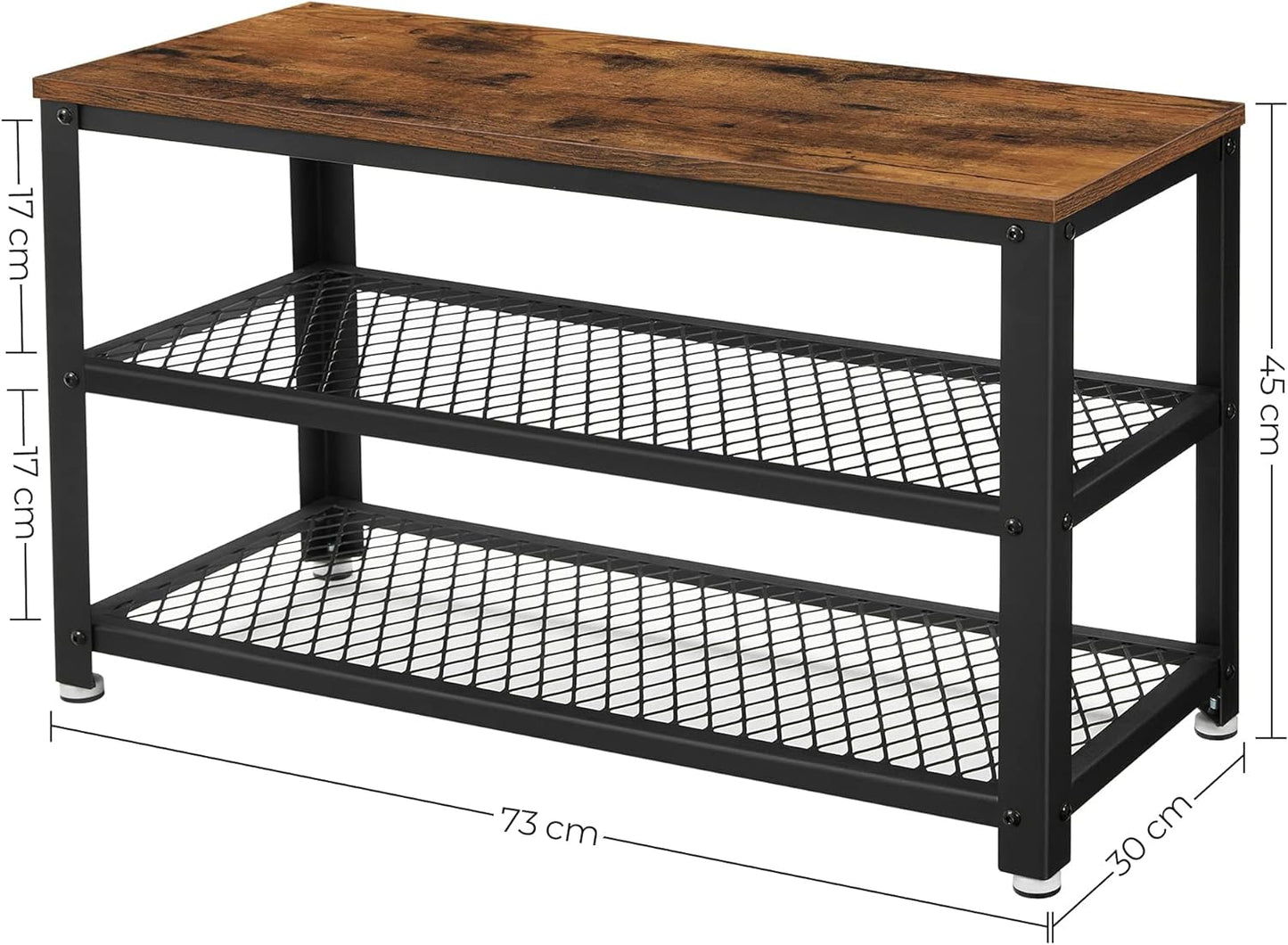 Shoe Bench, Shoe Rack with 2 Shelves