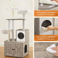 Industrial Style Woodywonders Cat Tree with Litter Box Enclosure, 2-In-1 Modern Cat Tower