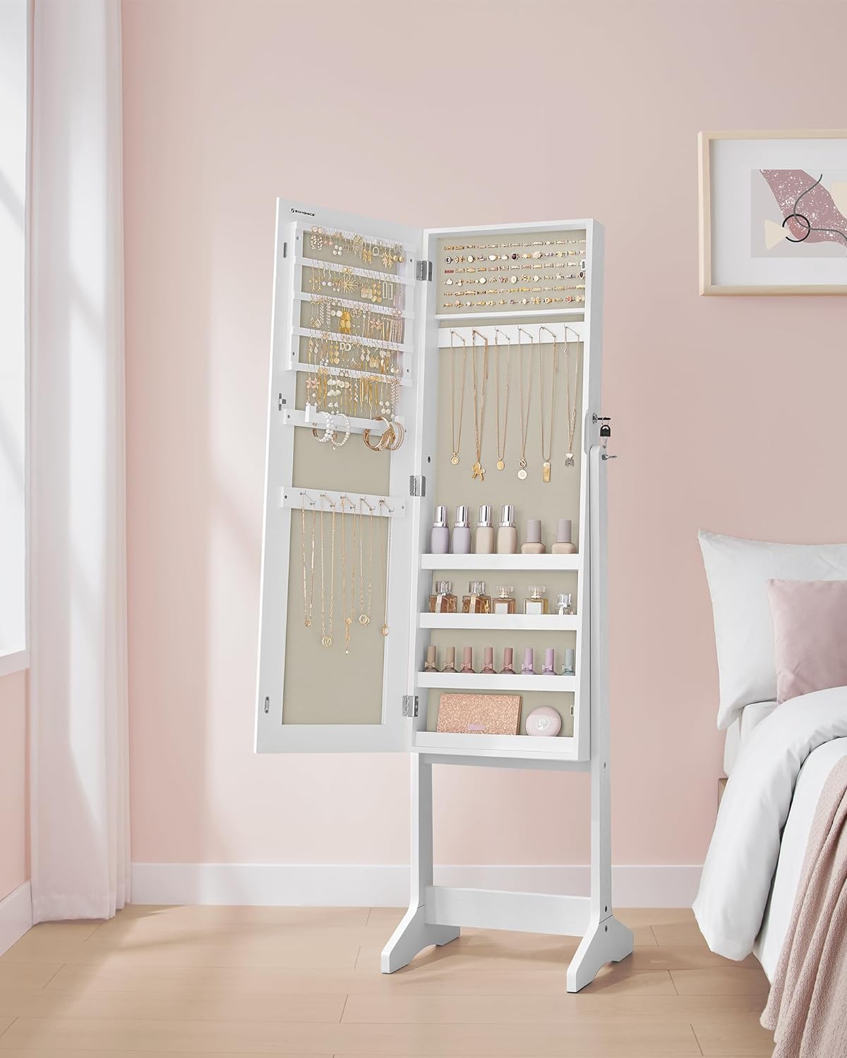 Modern Mirror Jewellery Cabinet Armoire