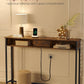 Industrial Style Console Table with Charging Station, Slim Console Table for Hallway, Narrow Table with 2 Compartments