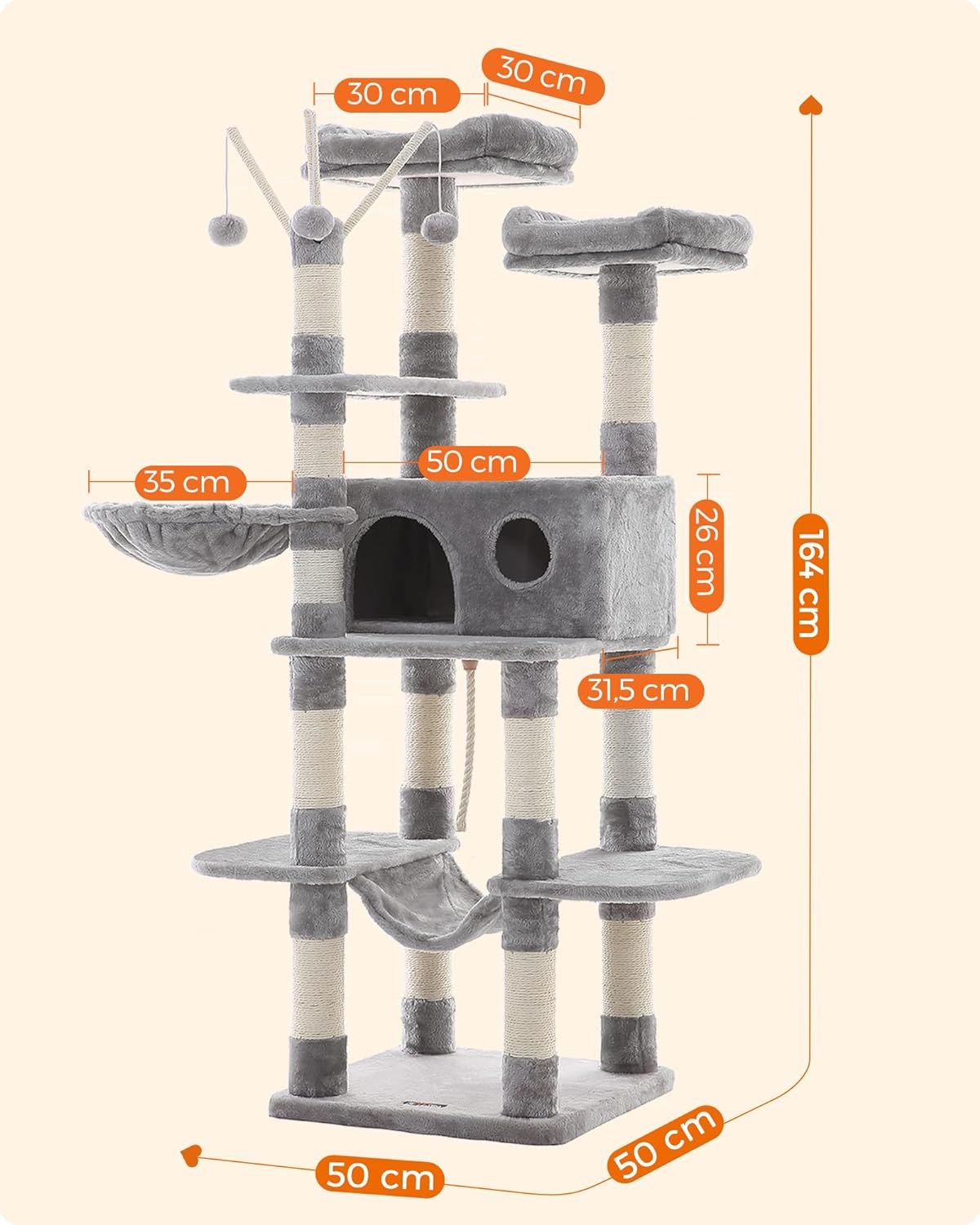 Cat Tree, XXL Cat Condo, 164 Cm