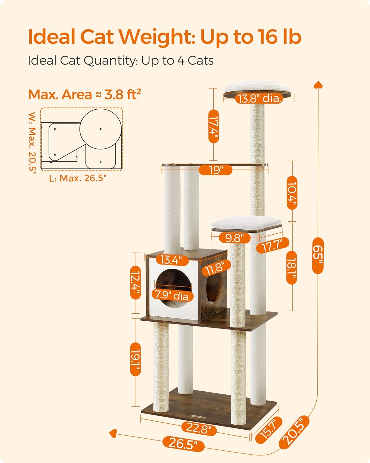 ındustrial Style Woodywonders Cat Tree, 165 Cm Modern Cat Tower