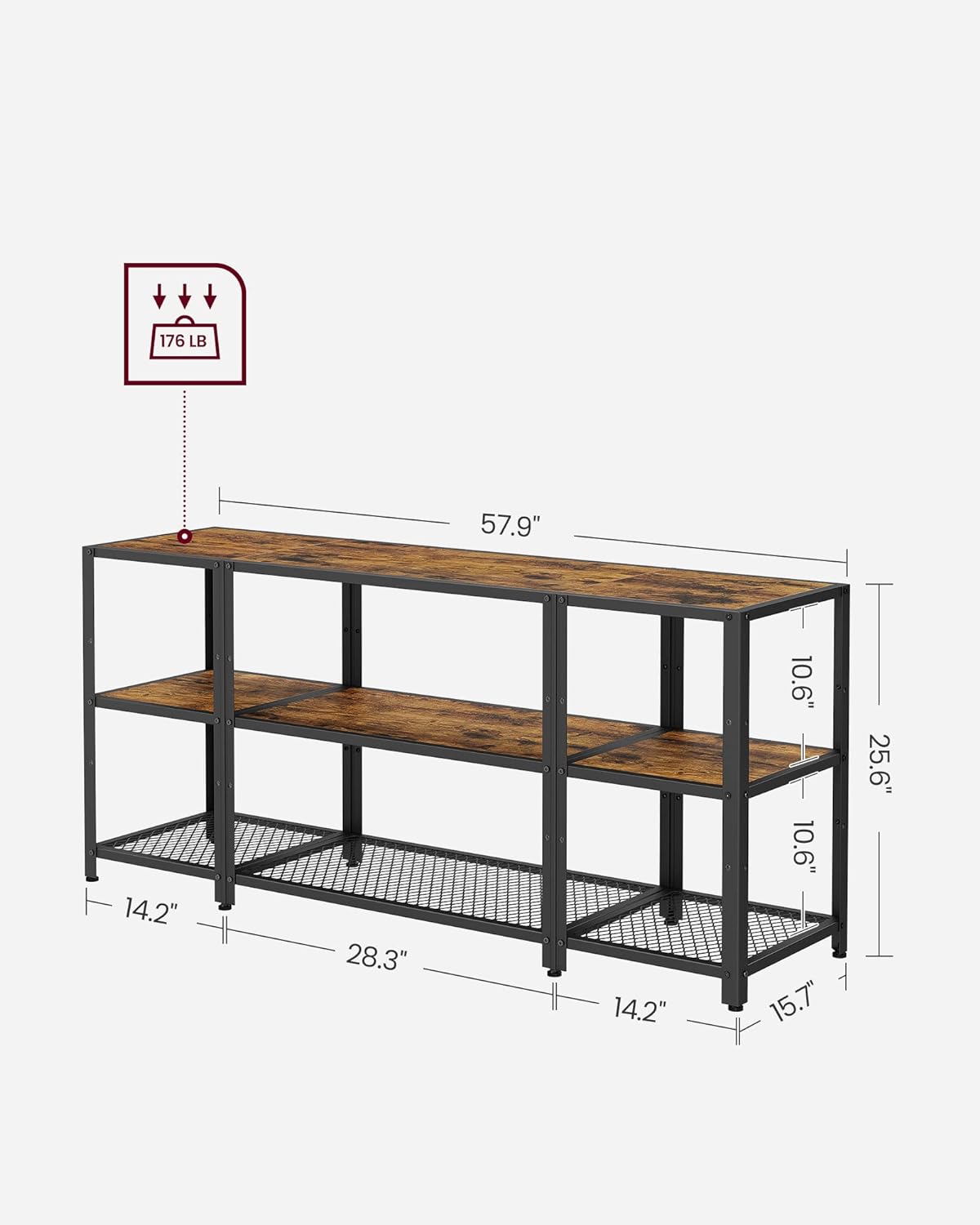 Industrial Style TV Stand for 65 Inches Tvs, Industrial Entertainment Unit