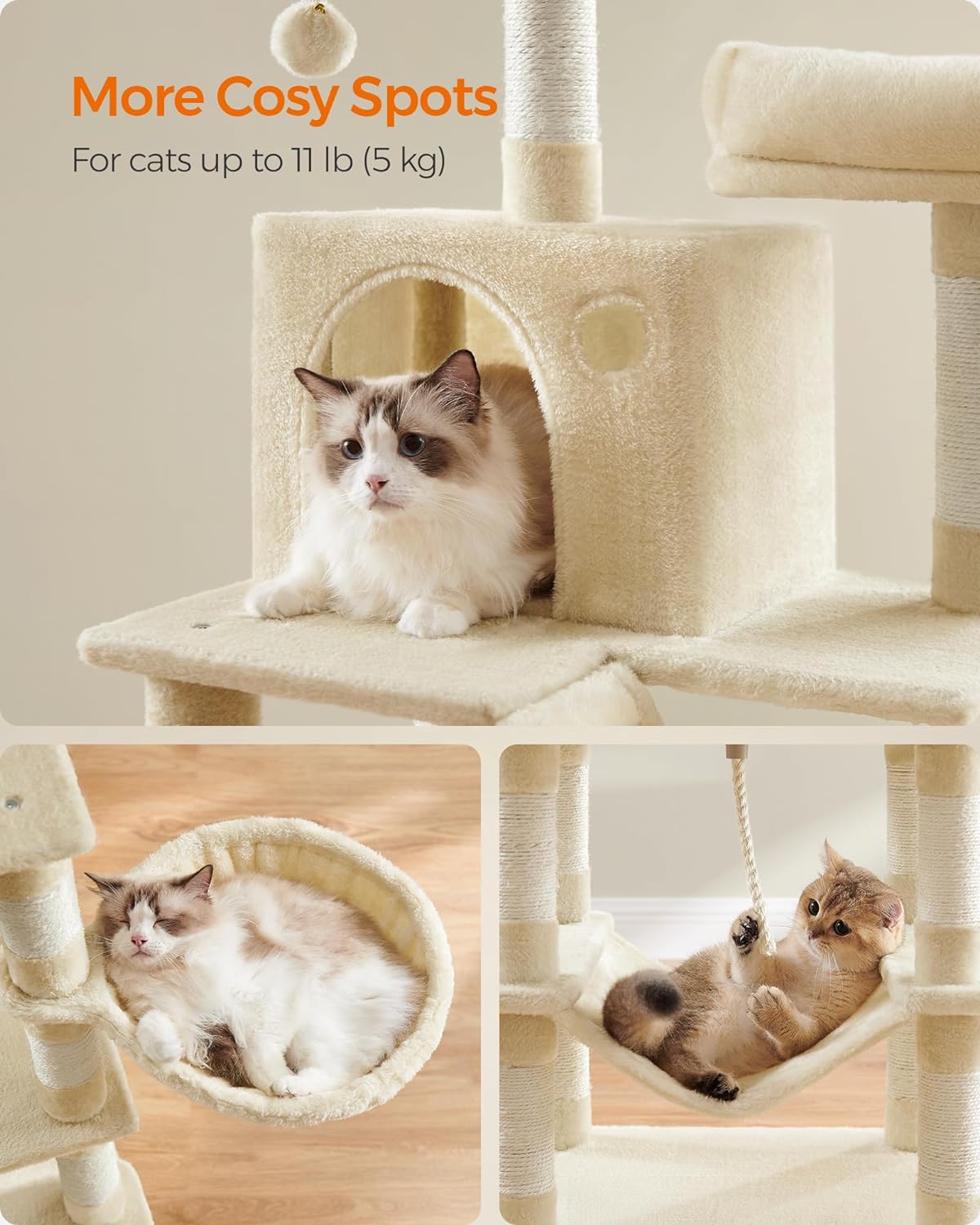 Cat Tree, 168 and 206 Cm Large Cat Tower