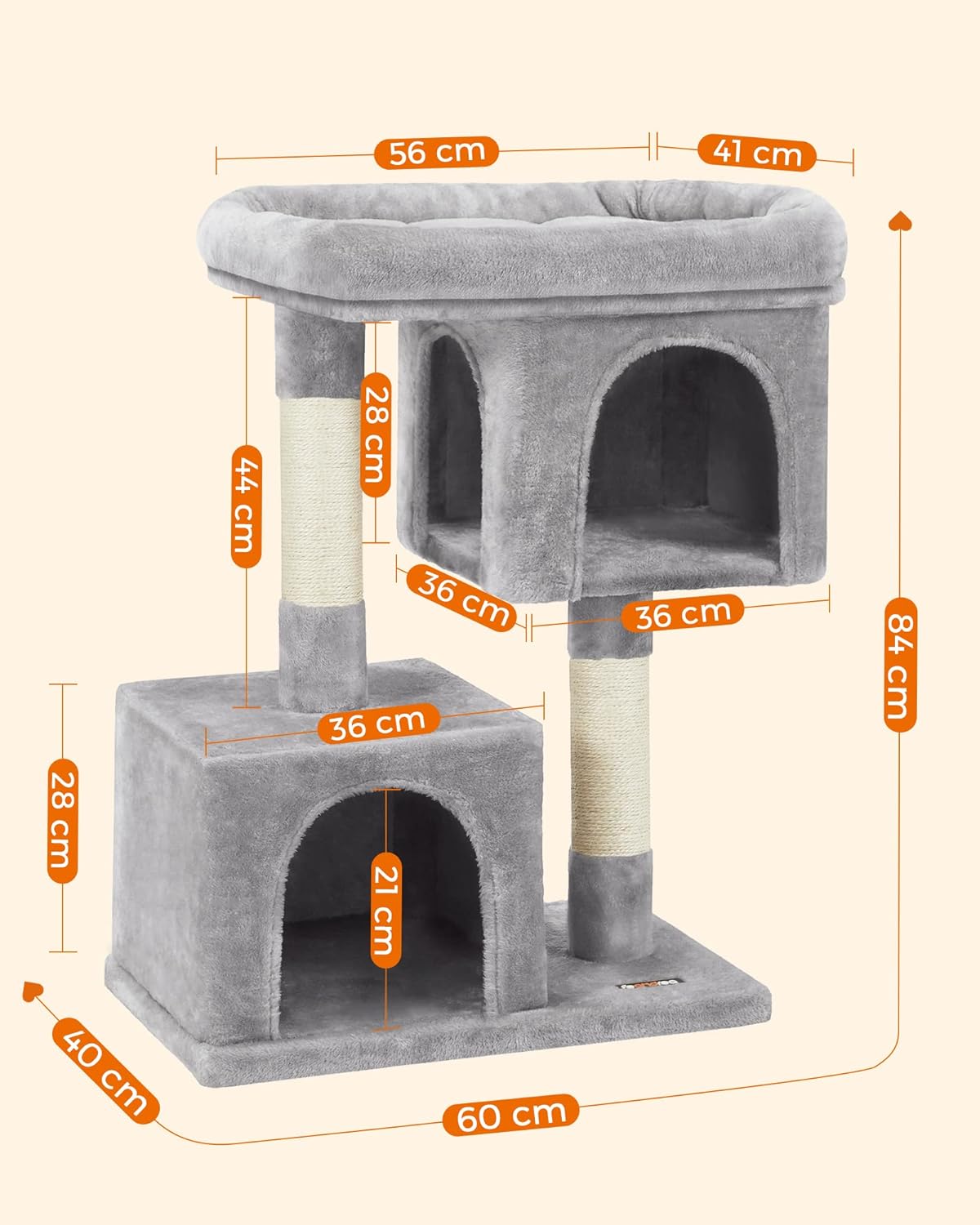 Cat Tree, 84 Cm Tower, L, Perch Condo for Large Cats up to 7 Kg