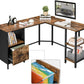 Industrial Style L Shaped Computer Desk with File Cabinet