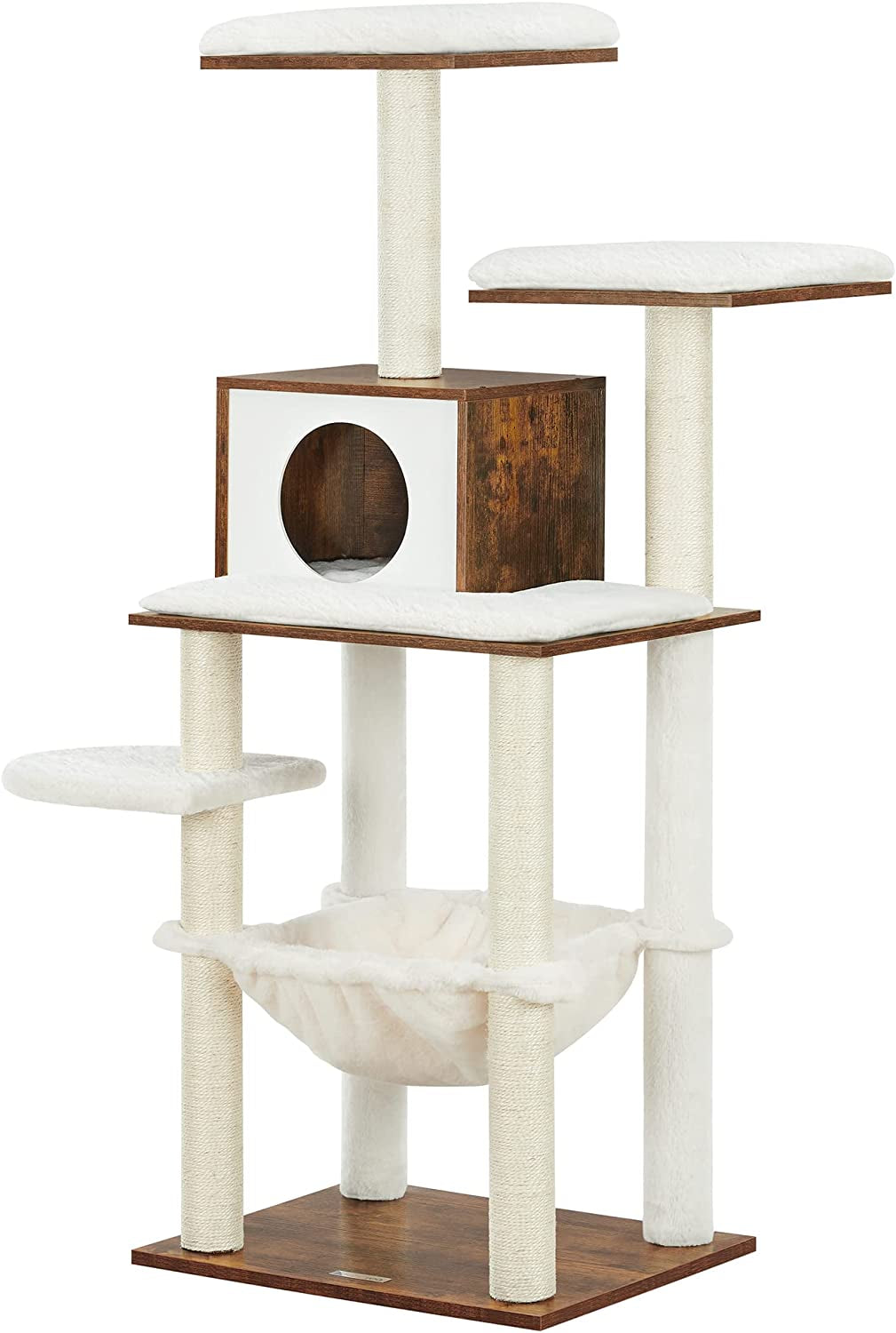 Cat Tree, 138 Cm Modern Cat Tower for Indoor Cats, Rustic Brown