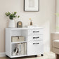 3-Drawer File Cabinet Mobile Lateral Filing Cabinet Open Compartments