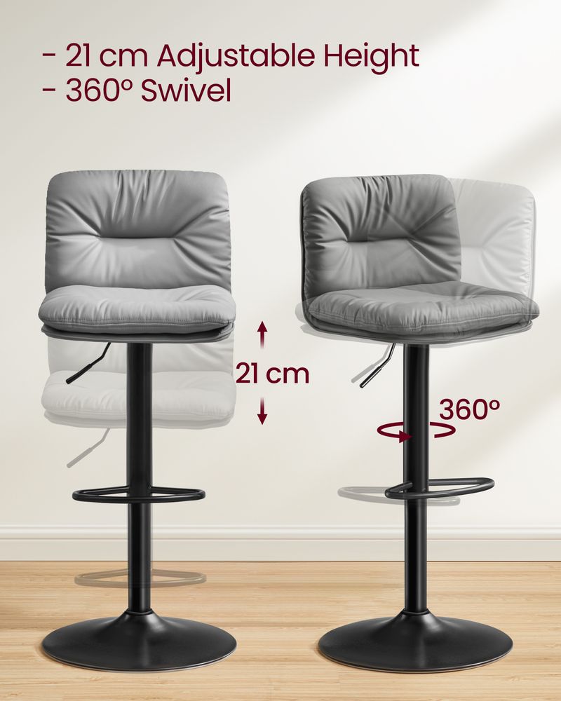 Adjustable Pu Cover Set of 2 Bar Stools