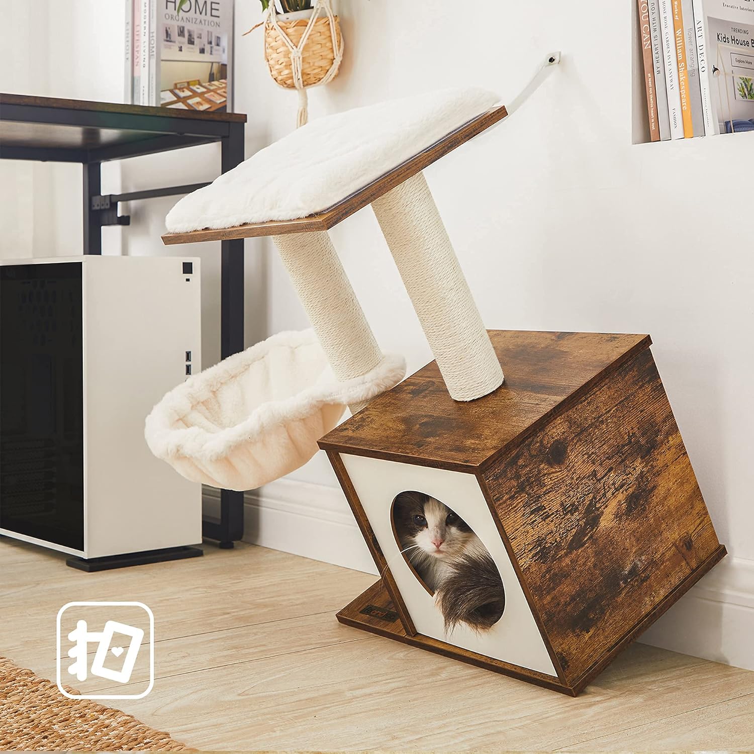 Industrial Style Woodywonders Cat Tree, Small Cat Tower for Kittens