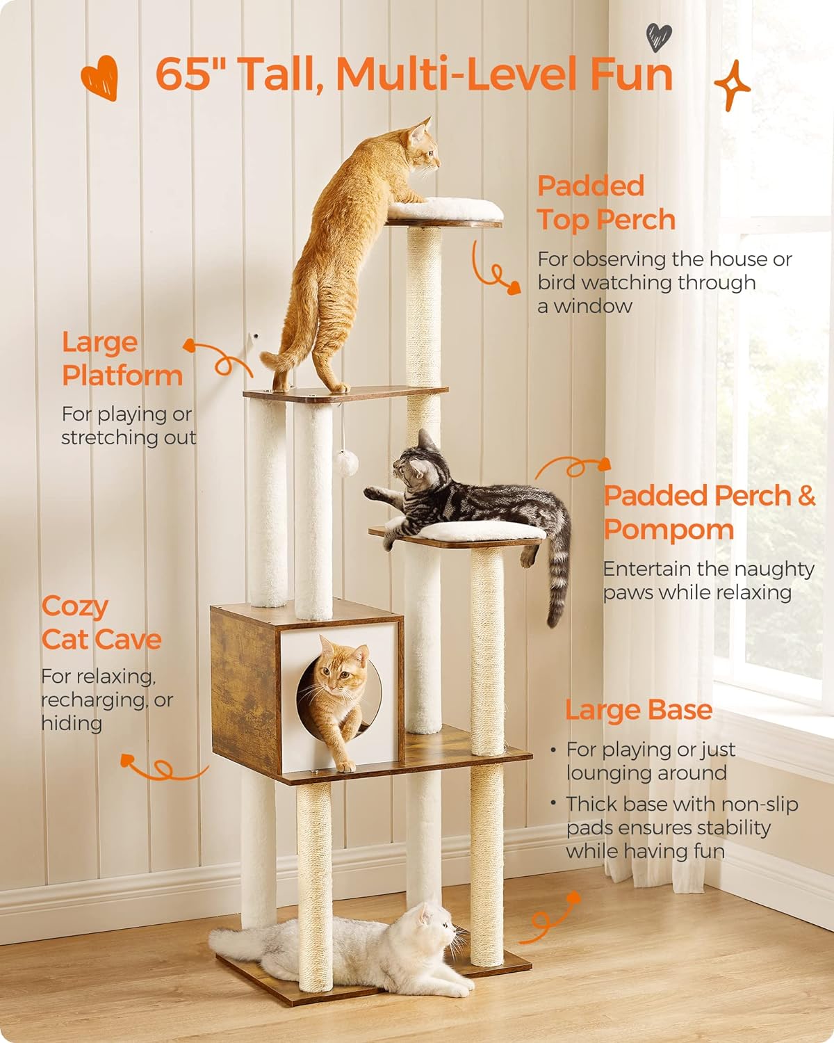 ındustrial Style Woodywonders Cat Tree, 165 Cm Modern Cat Tower