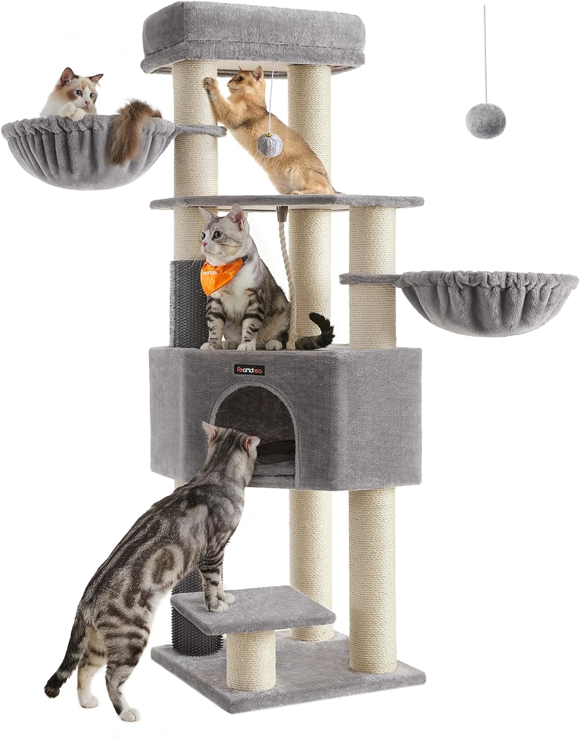 Cat Tree for Large Cats, Heavy-Duty Cat Tower with Self-Warming Pads,