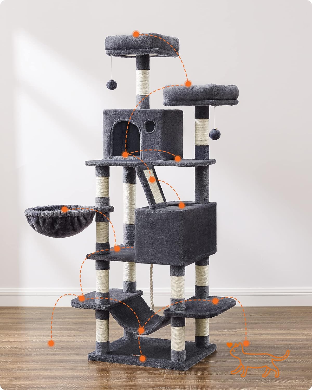 Cat Tree, 168 and 206 Cm Large Cat Tower