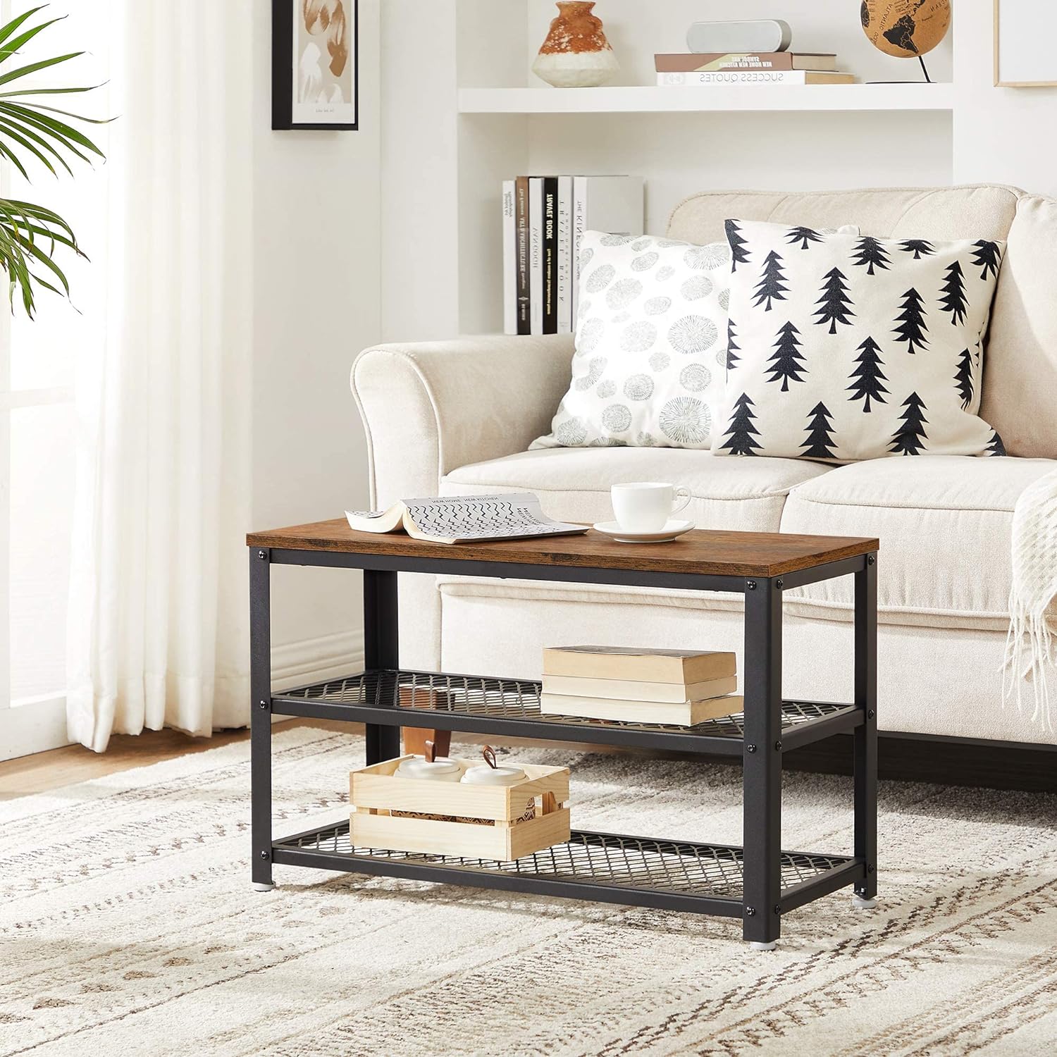 Shoe Bench, Shoe Rack with 2 Shelves