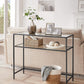 Black 2 Storage Shelf Console Table, Entrance Table, Sofa End, Tempered Glass Table Top