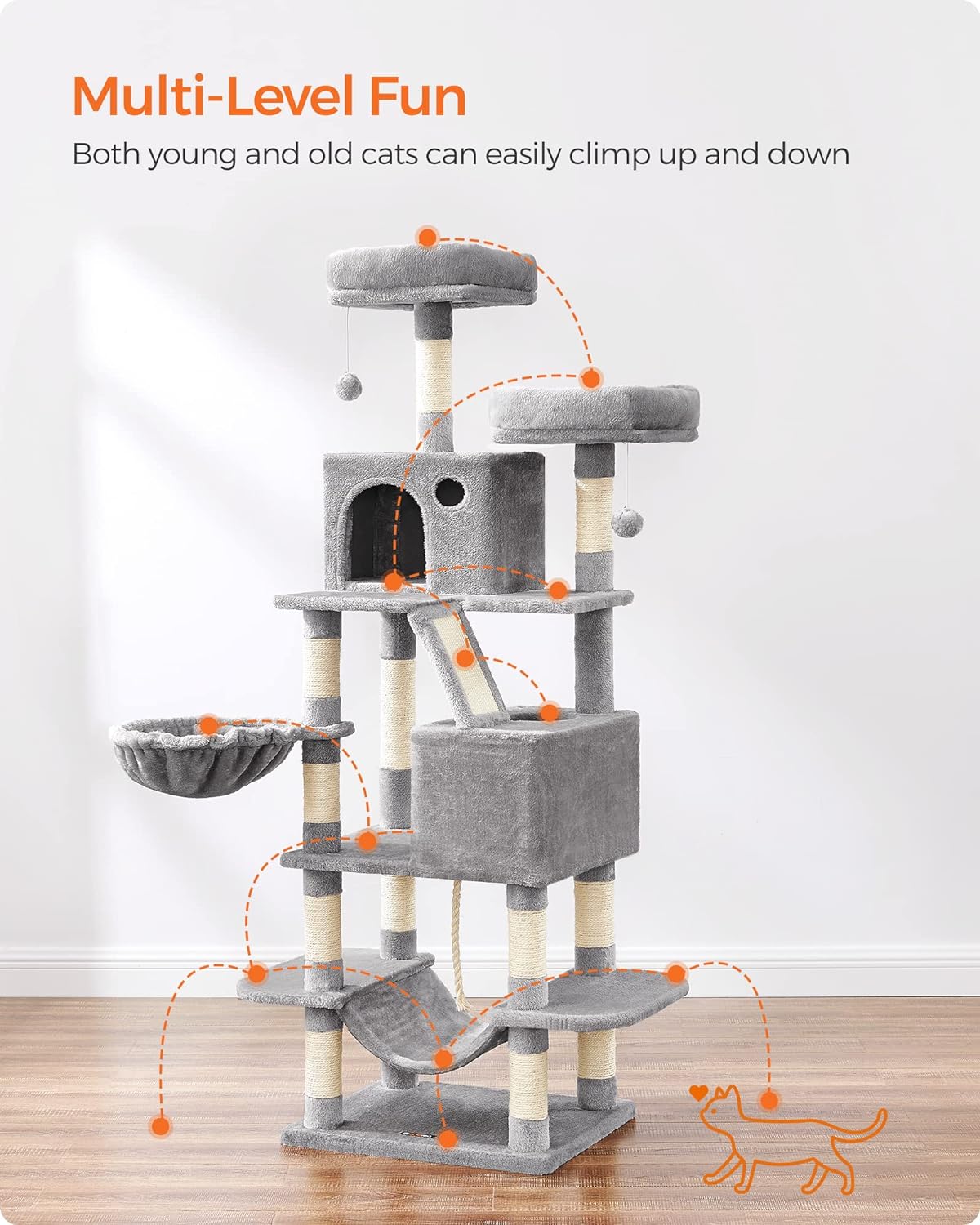 Cat Tree, 168 and 206 Cm Large Cat Tower