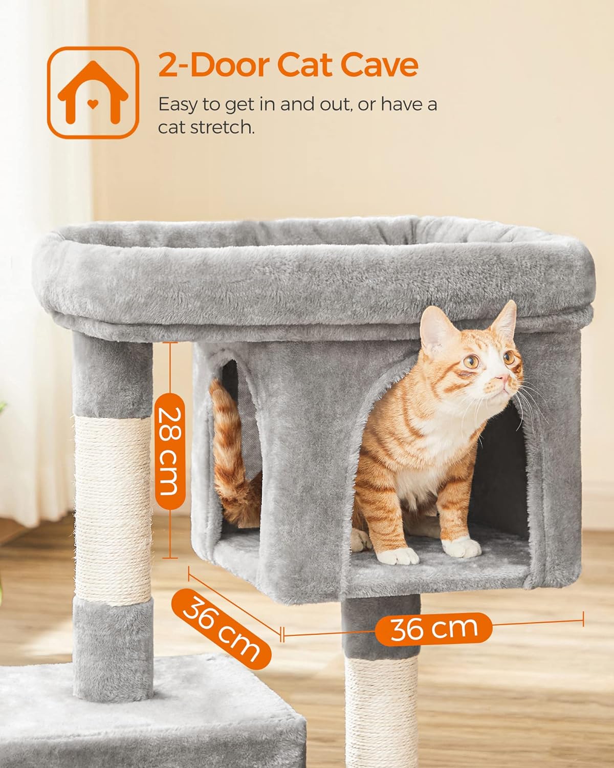 Cat Tree, 84 Cm Tower, L, Perch Condo for Large Cats up to 7 Kg