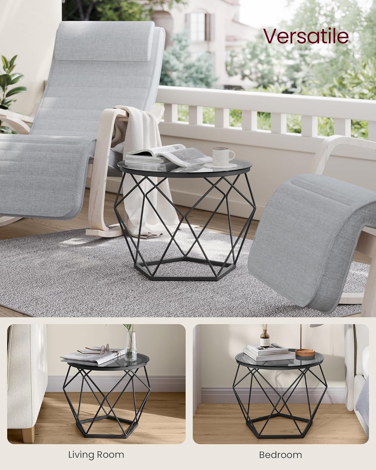 Round Coffee Tables, Set of 2 Side Tables, Modern Style, Removable Tabletop