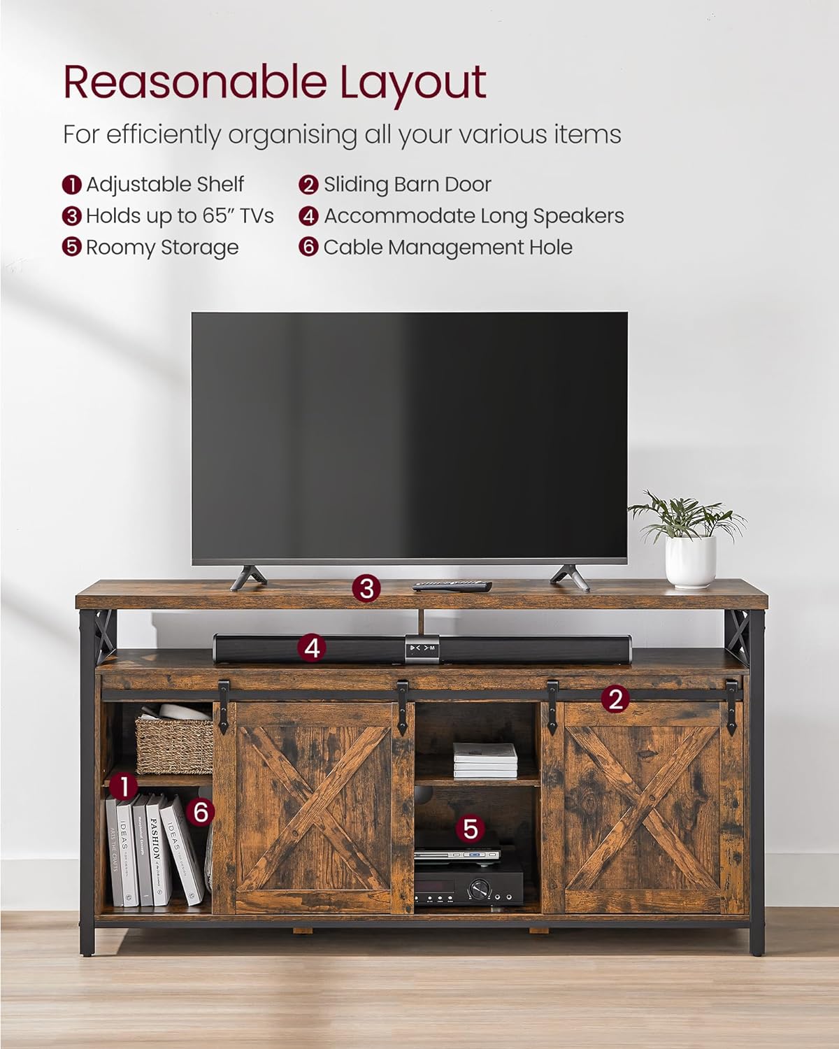 TV Stand Rustic Brown and Black