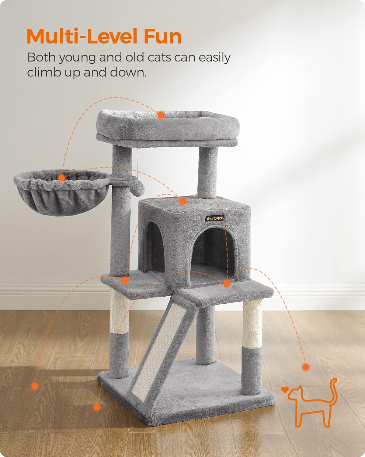 Cat Tree, Cat Tower, Widened Perch for Large Cats