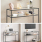 Black 2 Storage Shelf Console Table, Entrance Table, Sofa End, Tempered Glass Table Top