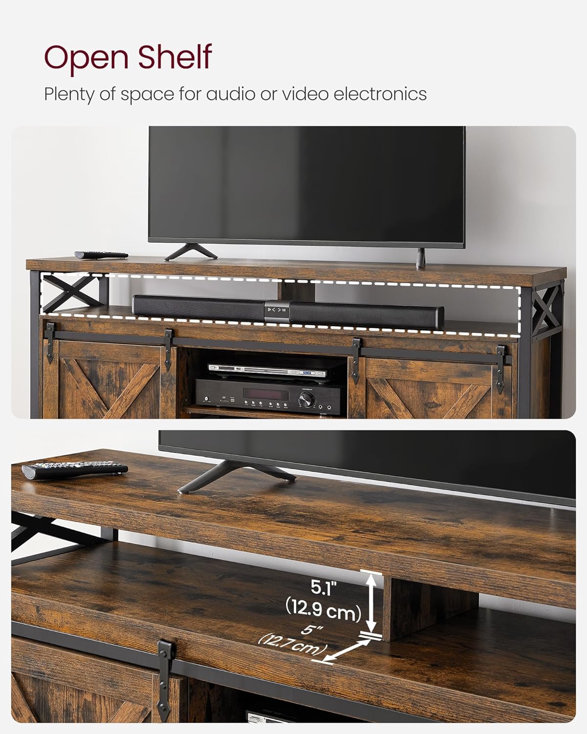 TV Stand Rustic Brown and Black