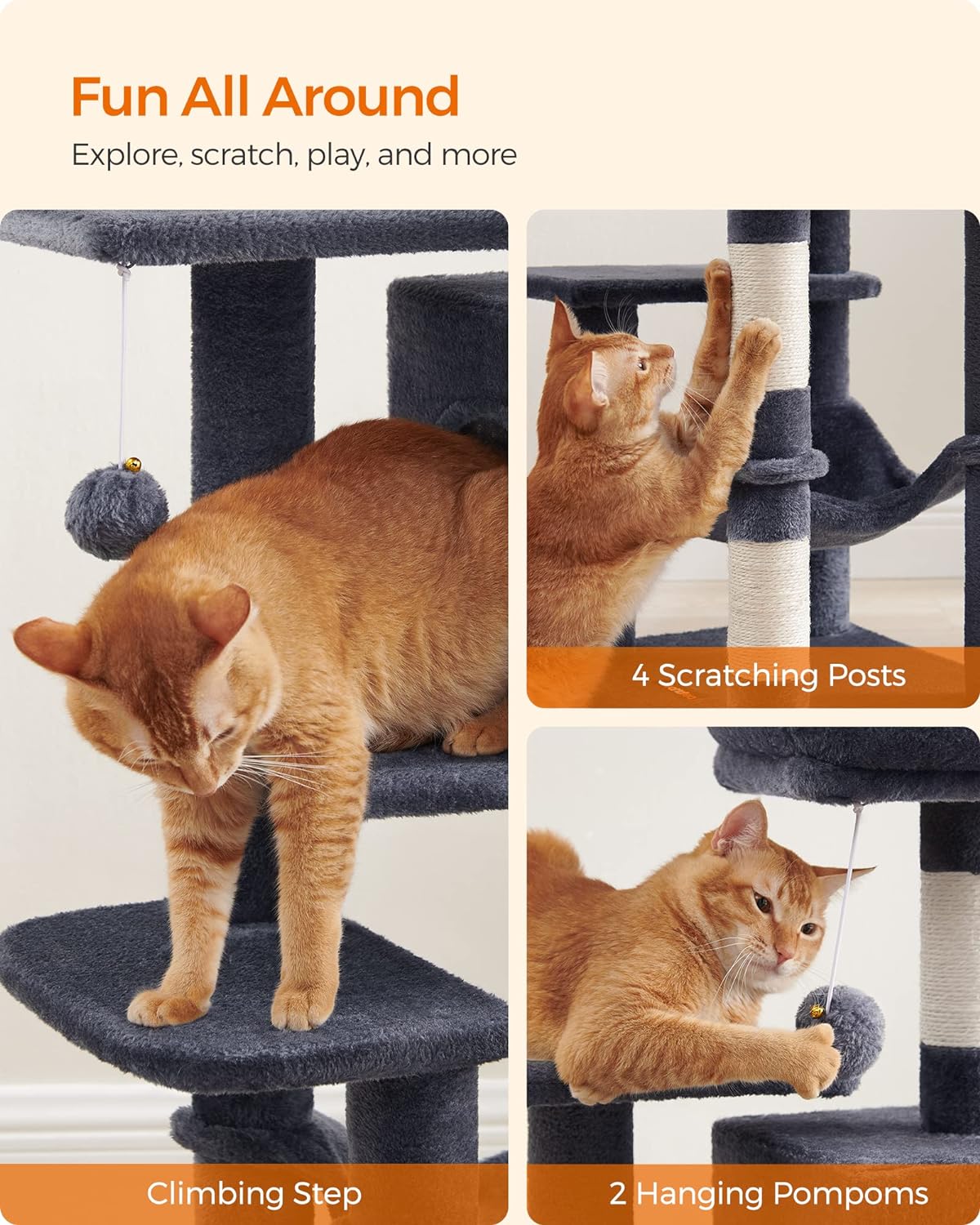 Cat Tree, Cat Condo with Hammock, 112 Cm-143 cm