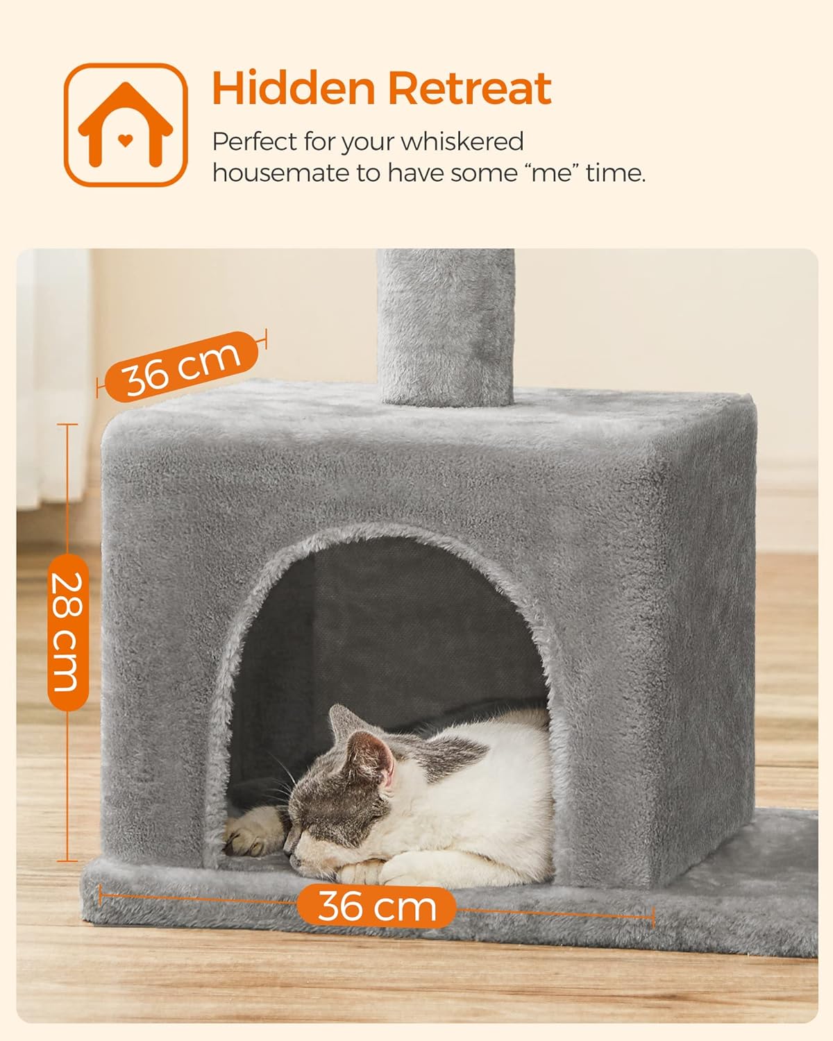 Cat Tree, 84 Cm Tower, L, Perch Condo for Large Cats up to 7 Kg