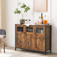 Industrial Style Sideboard, Buffet Table, Storage Cabinet with Glass Doors