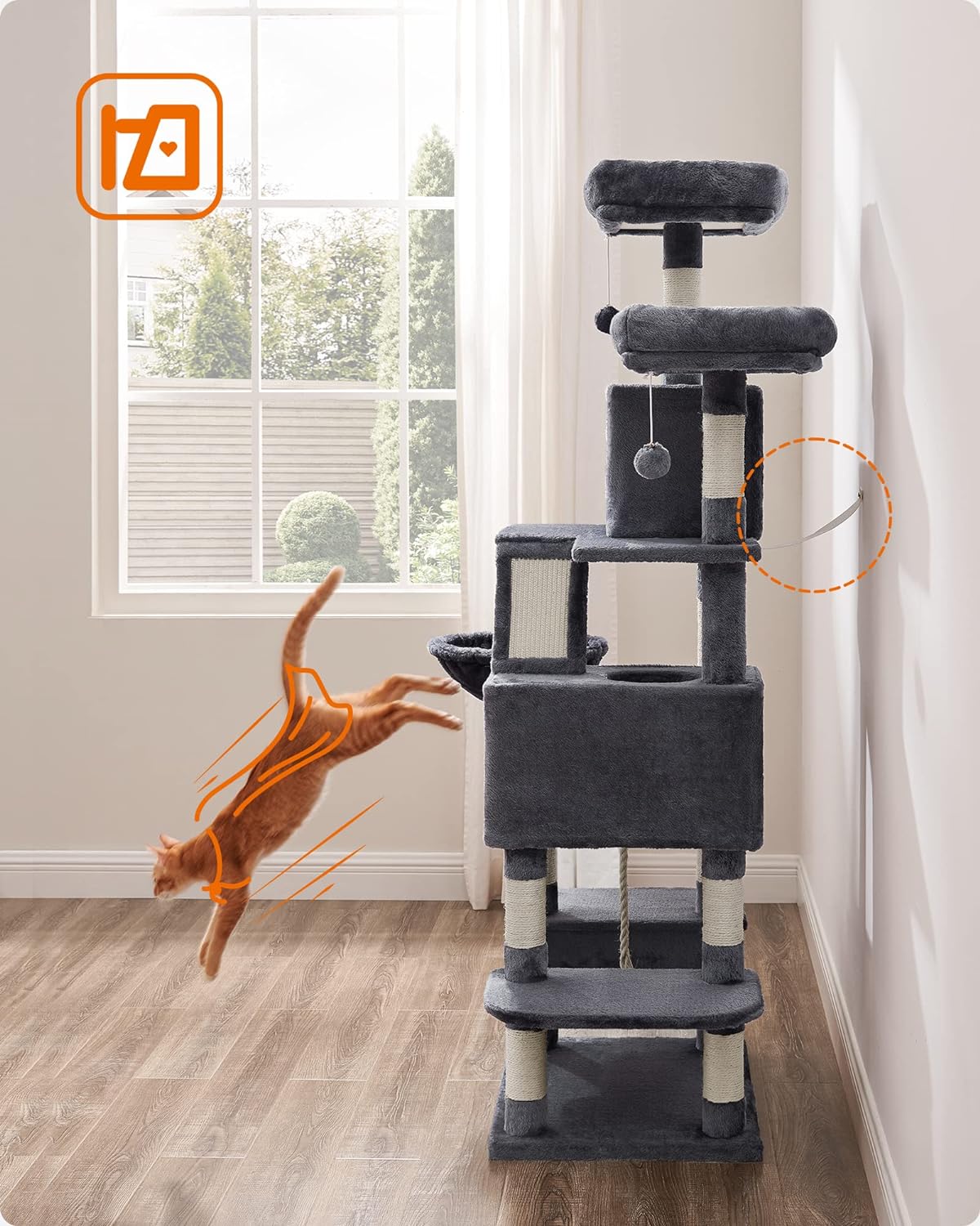 Cat Tree, 168 and 206 Cm Large Cat Tower