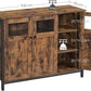 Industrial Style Sideboard, Buffet Table, Storage Cabinet with Glass Doors