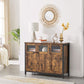 Industrial Style Sideboard, Buffet Table, Storage Cabinet with Glass Doors