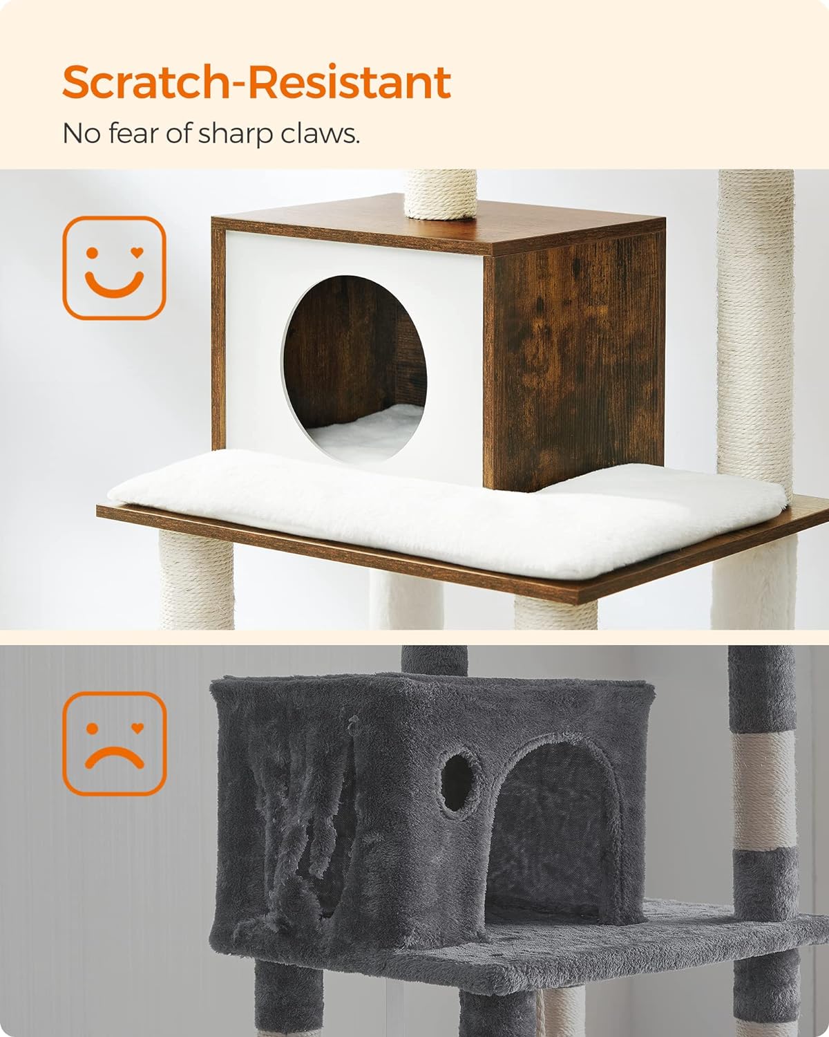 Cat Tree, 138 Cm Modern Cat Tower for Indoor Cats, Rustic Brown