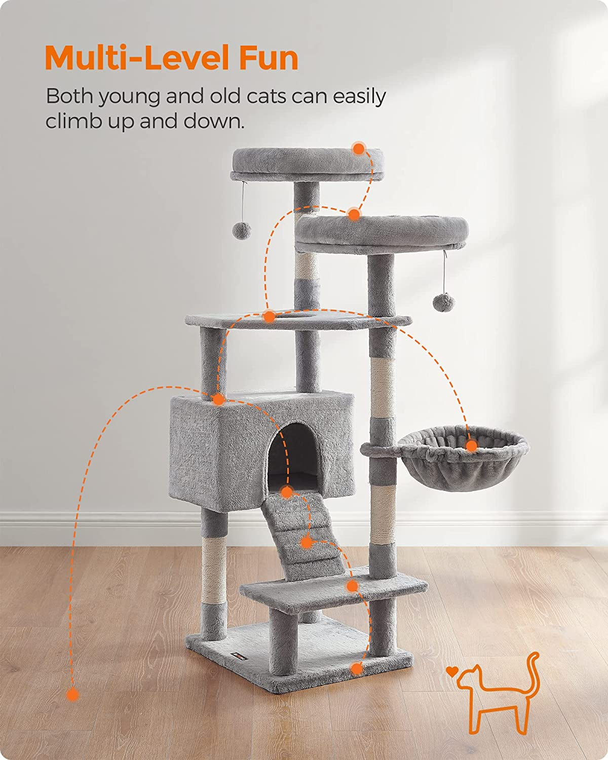 Cat Tree, Cat Tower 142 Cm, Cat Activity Centre