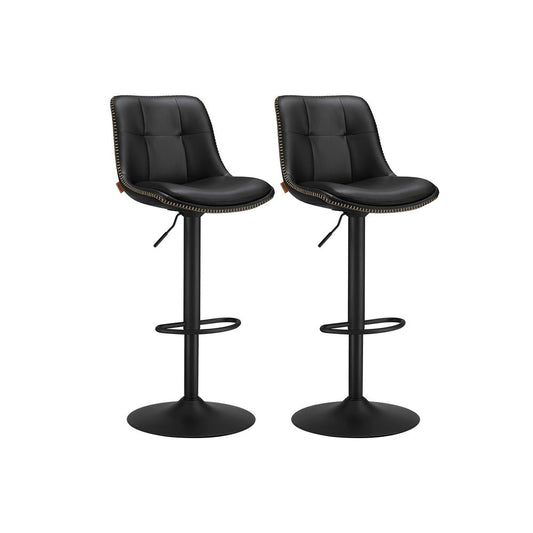 Set of 2 Bar Stools with Backrests and Footrests