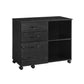 3-Drawer File Cabinet Mobile Lateral Filing Cabinet Open Compartments