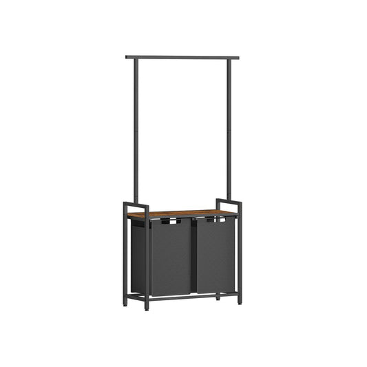 Industrial Style Laundry Hamper with Clothes Rail