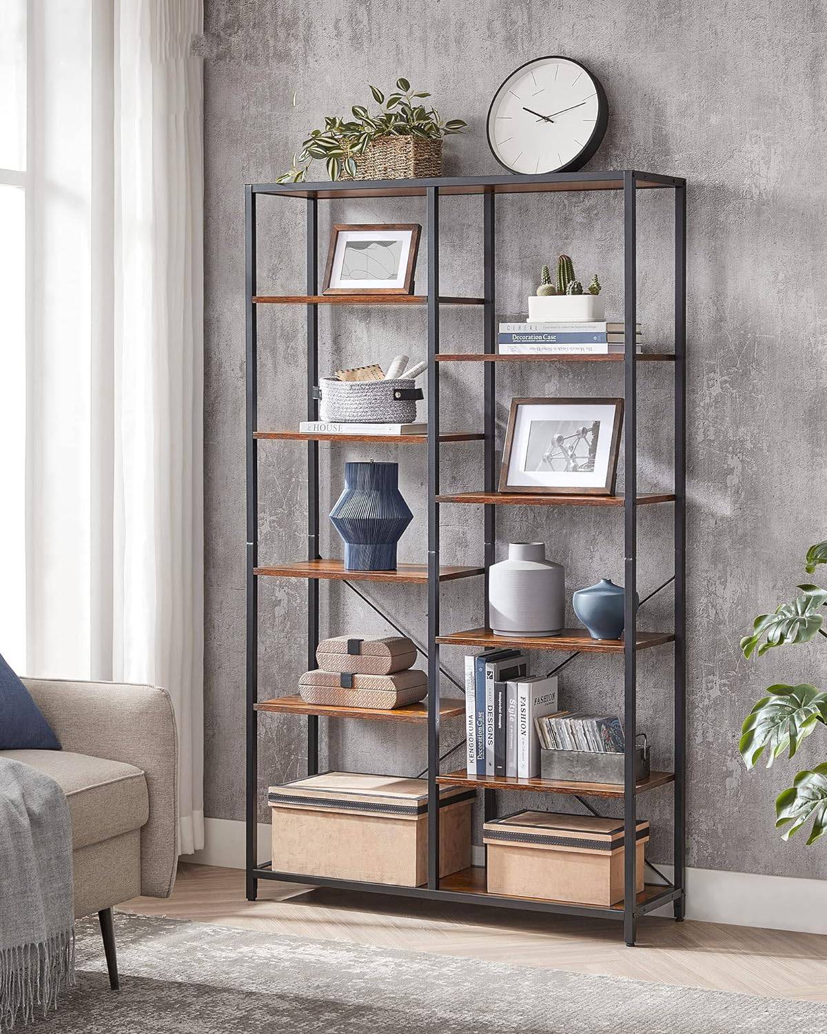 Industrial Style 5-Tier Bookcase