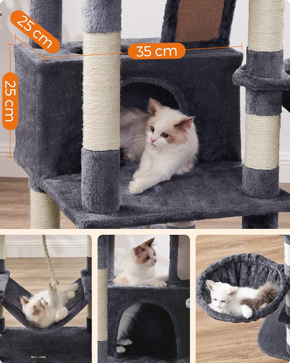 Cat Tree, 168 and 206 Cm Large Cat Tower