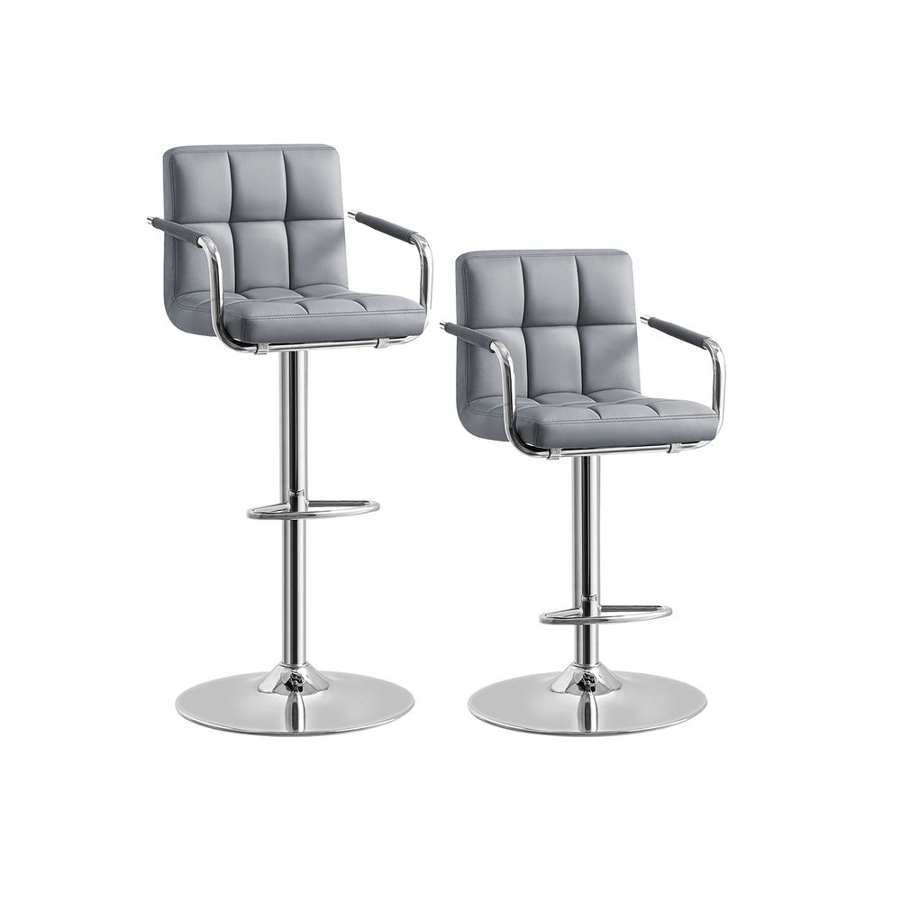 Set of 2 Synthetic Leather Bar Stools