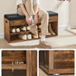 Industrial Shoe Bench with Cushion, Storage Bench with Padded Seat