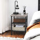 Retro Side Table Set Nightstand Set of 2 Bedside Tables with Shelves