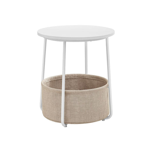 Modern Style Side Table, round End Table with Fabric Basket