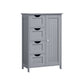 Modern Bathroom Floor Storage Cabinet, Wooden Storage Unit with 4 Drawers