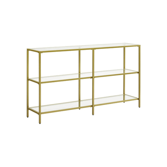 Gold Color 3-tier Glass Console Sofa Table