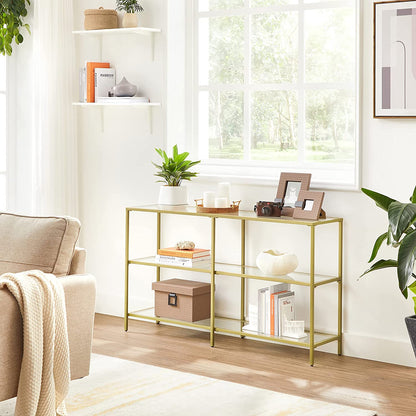 Gold Color 3-tier Glass Console Sofa Table